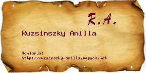 Ruzsinszky Anilla névjegykártya
